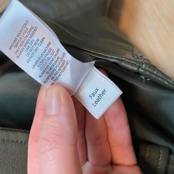 T Tahari Faux Leather Biker Moto Jacket Women's M Color Green - Picture 8 of 9